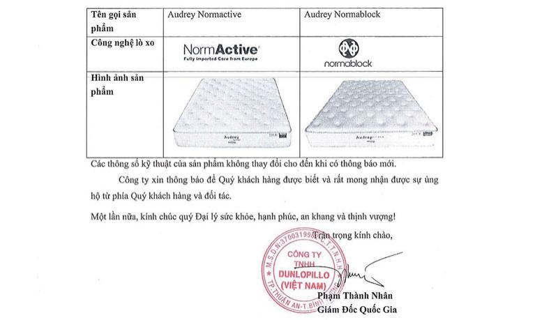 Thay đổi nhận diện nhãn hàng nệm Dunlopillo Audrey Normablock